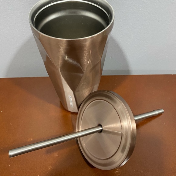 Starbucks Rose Gold Tumbler With Straw - Coffee Cup (circa 2012) - Picture 4 of 5